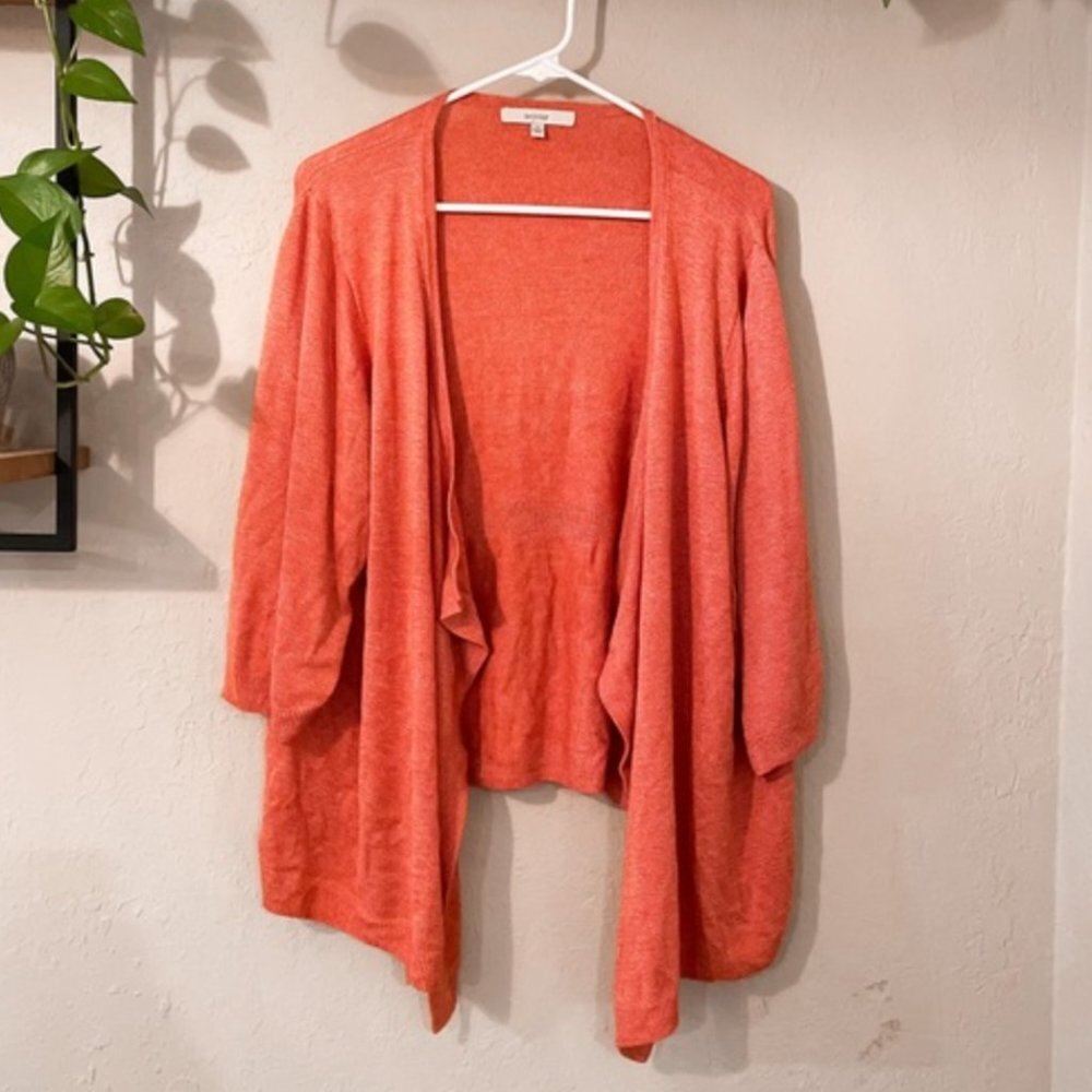 Sejour Orange Open Front Waterfall Front Cardigan